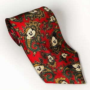 VTG Balancine Red Paisley Mickey Mouse Silk Tie Disney The Tie Works